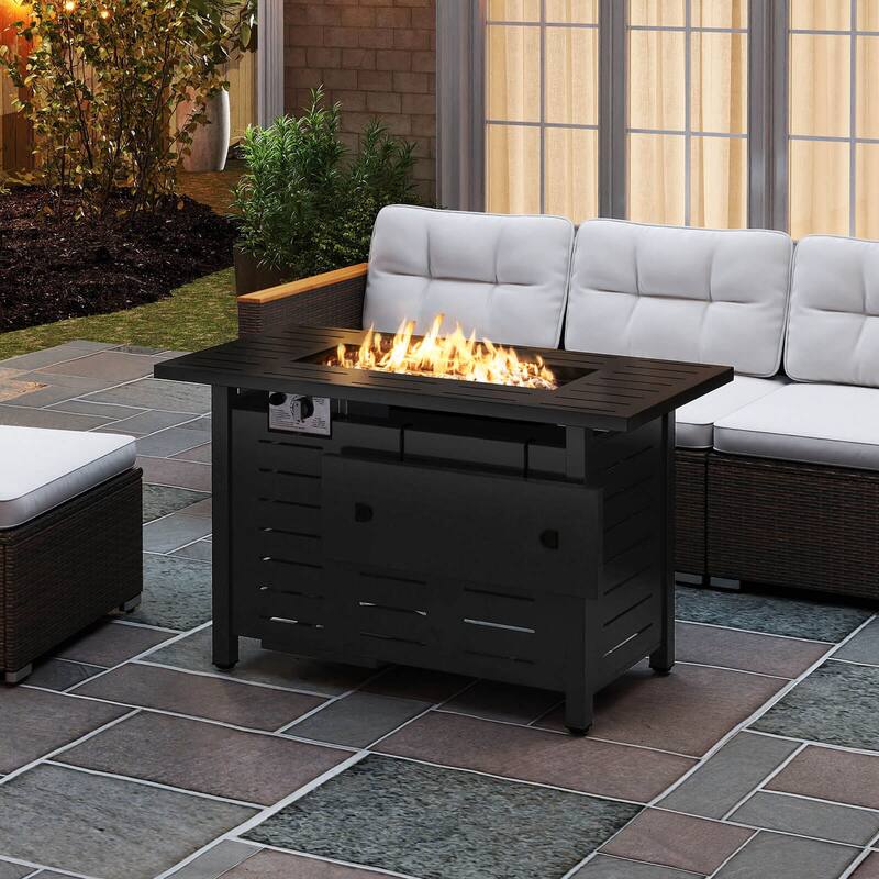 Costway 40-Inch Outdoor Propane Fire Pit with Lava Rocks Removable Lid - See Details