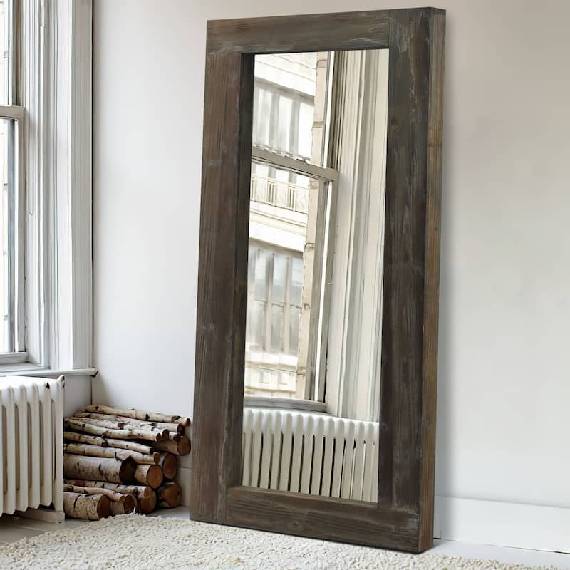 Vintage Wood Framed Dressing Mirror Floor Mirror Farmhouse