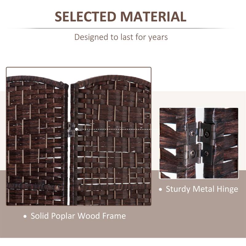 Wicker Weave 3 Panel Room Divider Privacy Screen