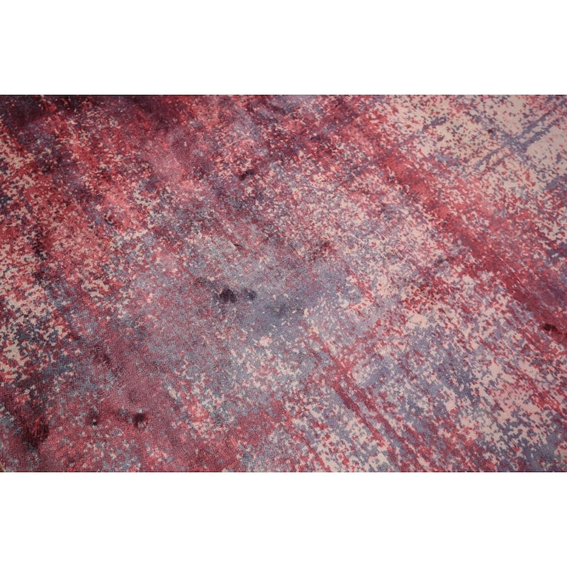 Colorful Abstract Contemporary Rug Hand-Knotted Wool Carpet - 4'8" x 6'7"