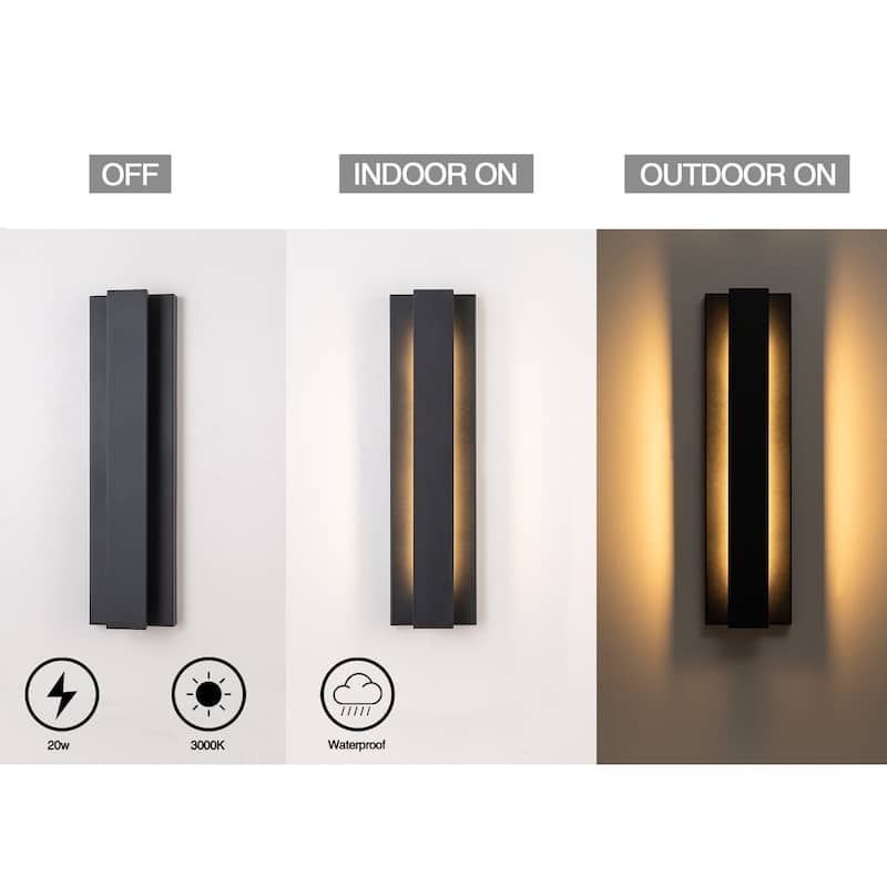 21" Long Outdoor Led Wall Sconce - Black