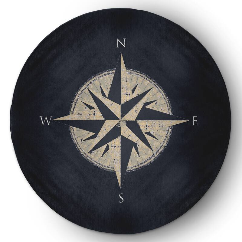 Compass Nautical Indoor/Outdoor Rug - Shark Blue - 5' Round