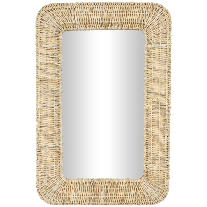 Jute Rope Handmade Woven Wall Mirror - Brown - Roche River Decor