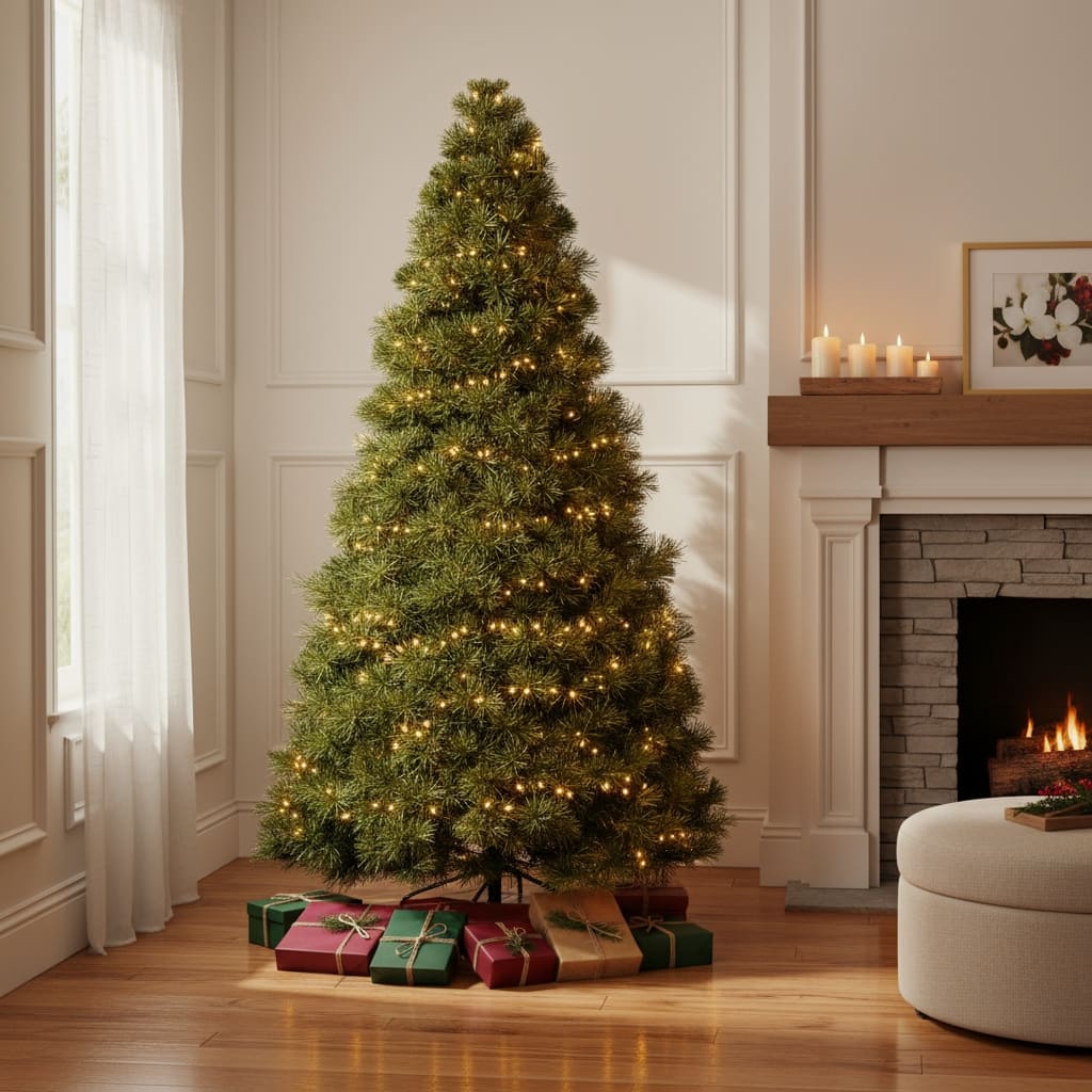 HomeRoots 6' Pre Lit Full Spruce Christmas Tree - Green - 40.00 in. x 72.00 in. x 40.00 in.