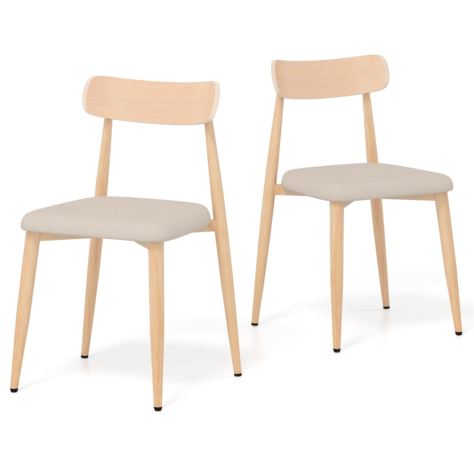 Gymax Modern Upholstered Dining Chairs Set of 2 Linen Fabric