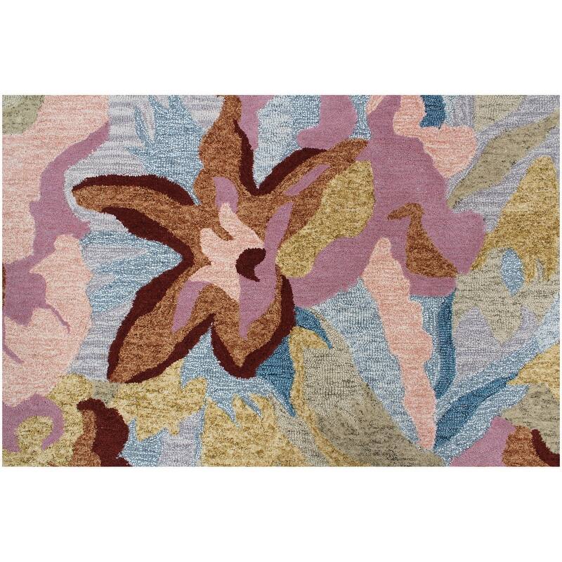 Handmade Emeralda Collection Silver/Blue/Rust Wool and Viscose Area Rug