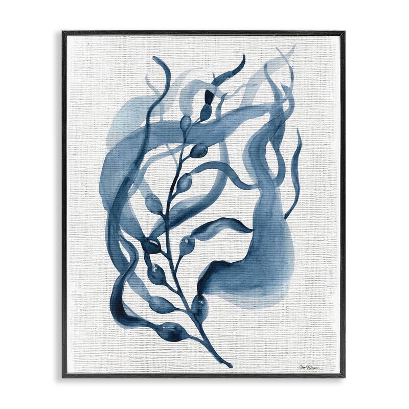 Stupell Fluid Blue Herb Leaf Framed Giclee Art Design By Carol Robinson - 24 x 30 - Black