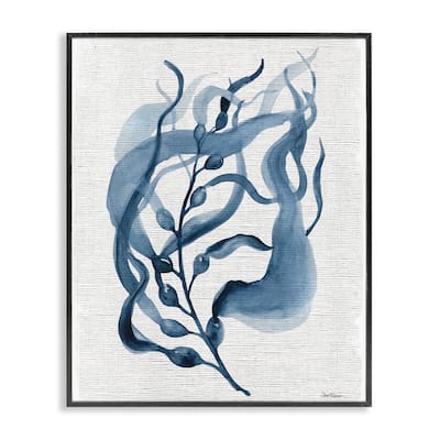 Stupell Fluid Blue Herb Leaf Framed Giclee Art Design By Carol Robinson