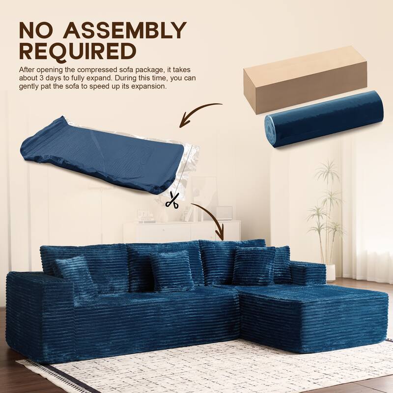 OVIOS All-Foam Plush L-Shaped Sofa​