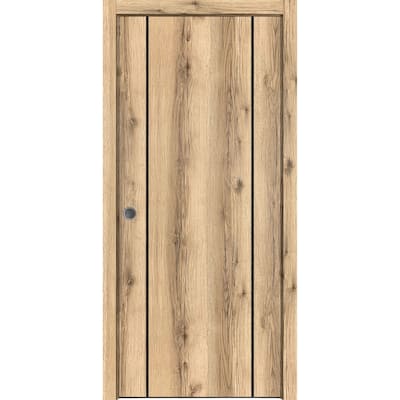 French Pocket Door 28 x 80 with Planum 0017 Oak with Kit Trims Rail