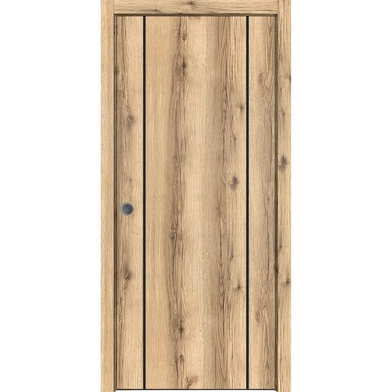 Solid French Door 28 x 80 Planum 0017 Oak with| Bathroom - 18" x 80"