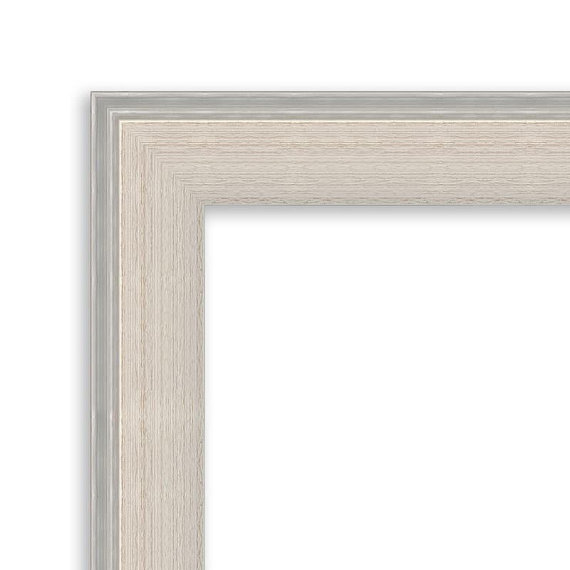 Cottage White Silver Non-Beveled Wood Framed Wall Mirror - Cottage White Silver