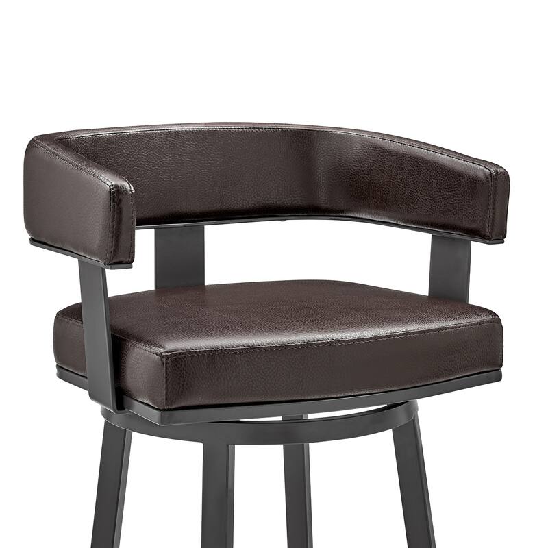Lorin Upholstered Swivel Counter/Bar Stool in Faux Leather with Arms