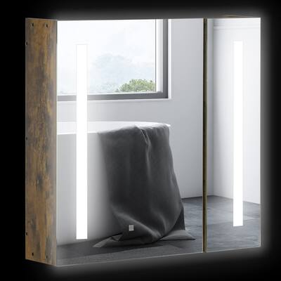 LED Lighted Medicine Cabinet with Mirror, Wall Mounted Bathroom Cabinet with 3-Tier Storage Shelves, Smart Touch, and USB Charge