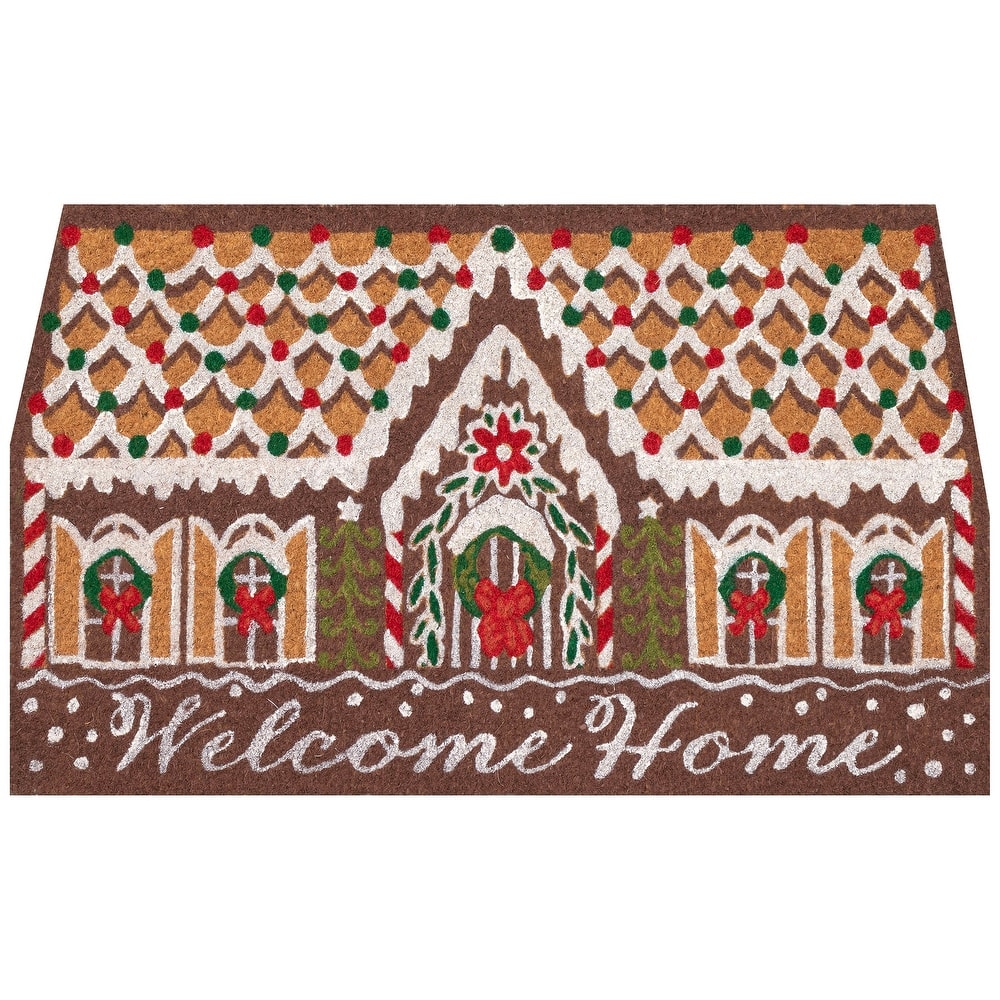 Liora Manne Natura Gingerbread House Welcome Outdoor Mat Chocolate 1'6" x 2'6"