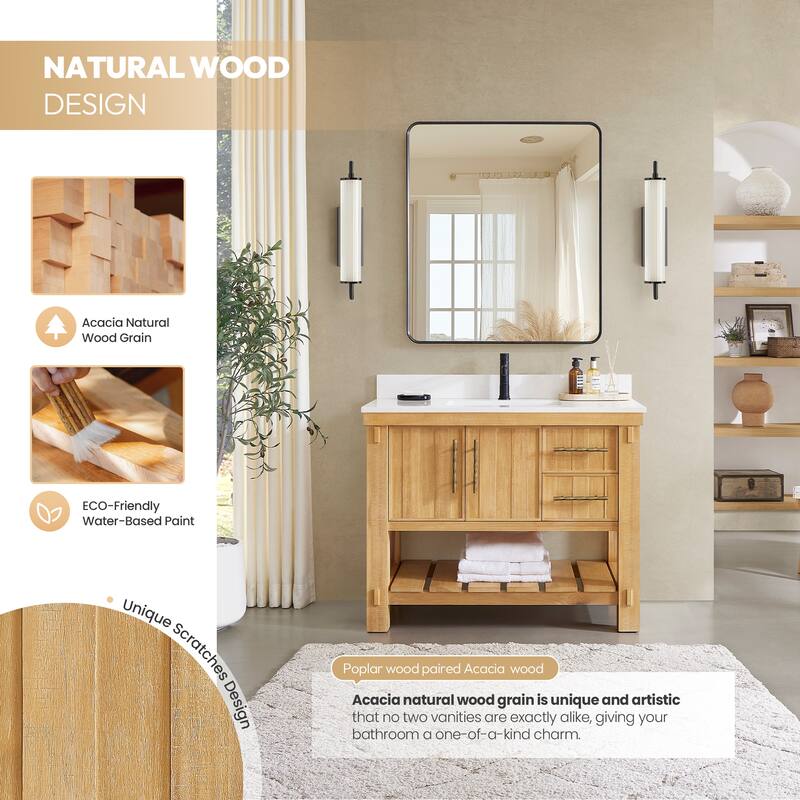 Paris Bath Vanity, Quartz Stone Top without Mirror