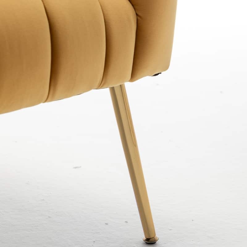 SEYNAR Modern Glam Velvet Accent Vanity Chair with Golden Metal Legs for Living Room
