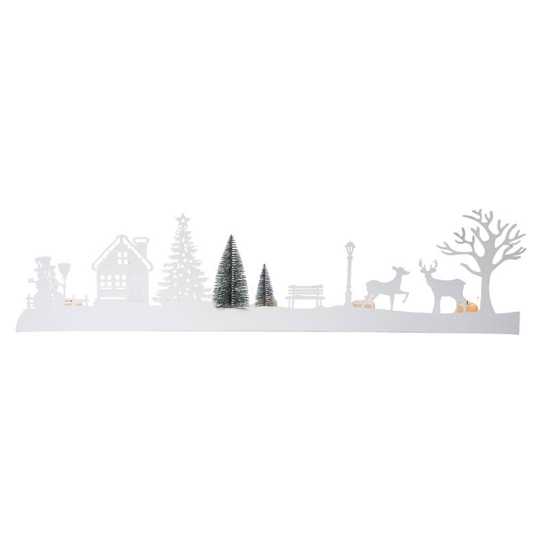 Transpac Metal 30.75 in. White Christmas Village Scene