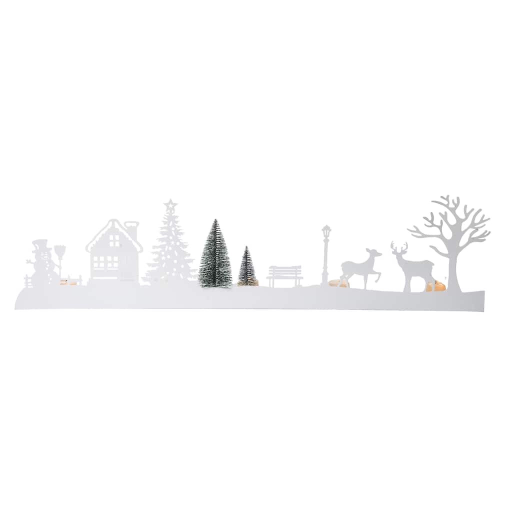 Transpac Metal 30.75 in. White Christmas Village Scene