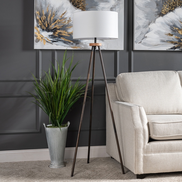 Wood and metal floor lamp on sale