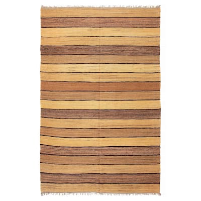 ECARPETGALLERY Flat-Weave Boho Tan Wool Kilim - 6'5 x 9'10