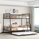 preview thumbnail 1 of 12, Full XL Over Queen Metal Bunk Bed with Twin Size Trundle, Black