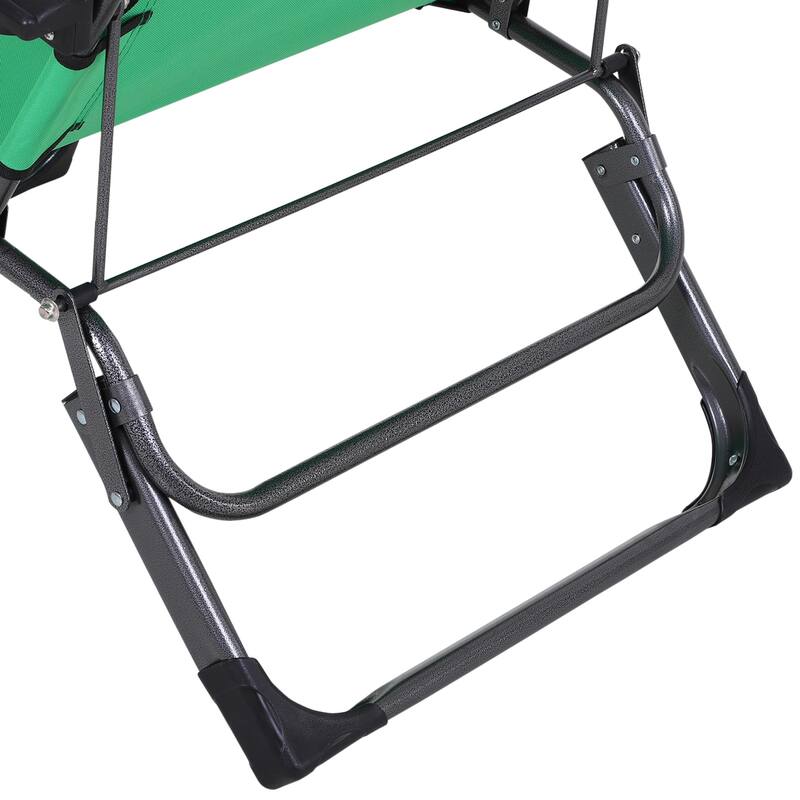 2-in-1 Foldable Sun Lounger Camping Chair with Adjustable Backrest, Headrest and Pocket for Poolside Patio