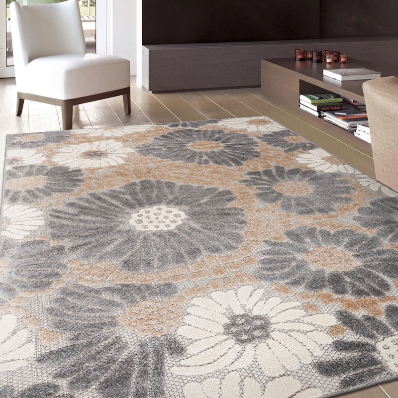 World Rug Gallery Palermo Modern Floral Indoor/Outdoor Area Rug