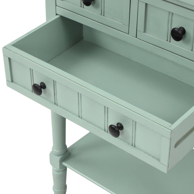 Narrow Console Table, Slim Sofa Table with Three Storage Drawers and Bottom Shelf