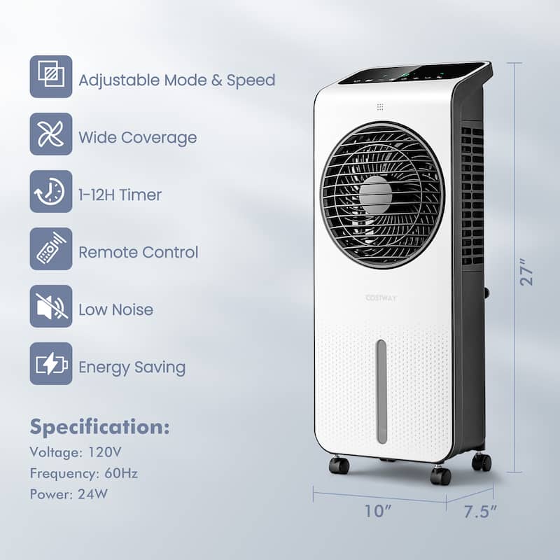 Costway Evaporative Air Cooler 3-in-1 Portable Swamp Cooling Fan w/