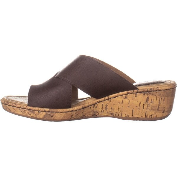 Summer Slip On Wedge Sandals, Brown 