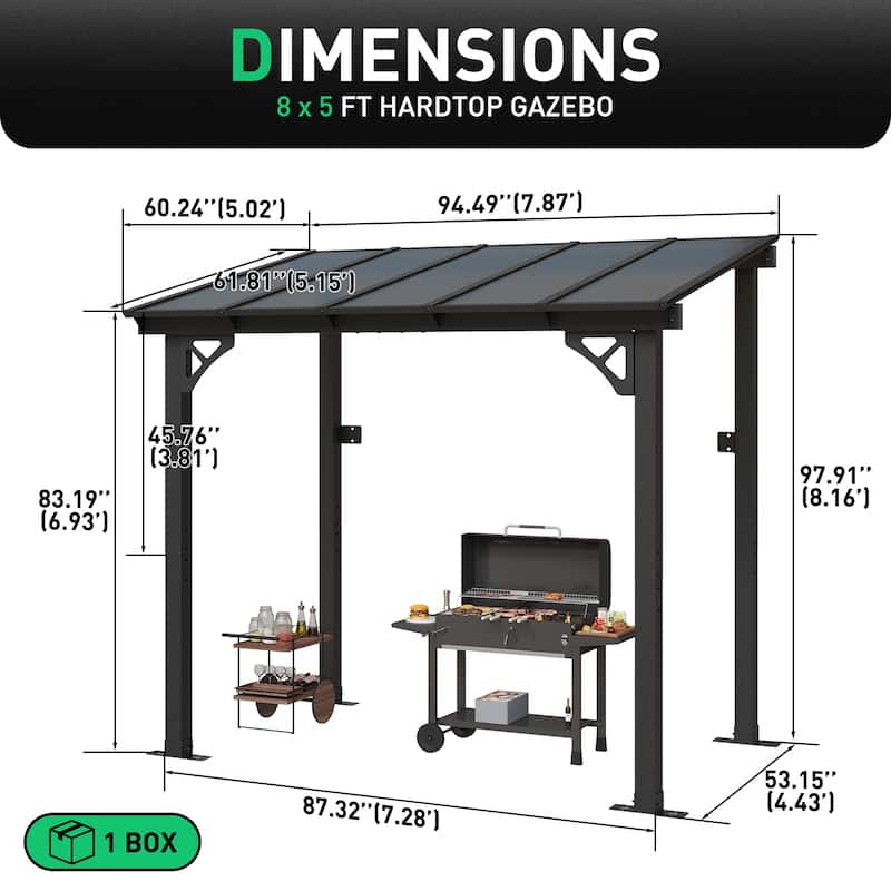 Outdoor Wall Mounted Gazebos, Lean to Gazebo with Sloped Roof