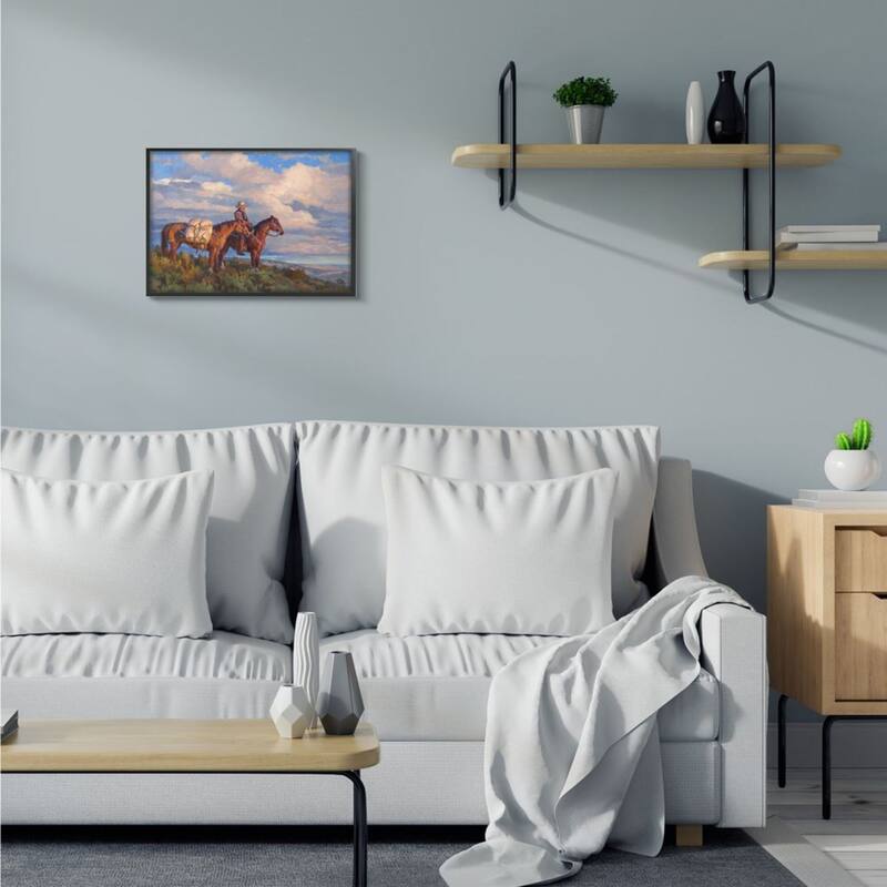 Stupell Cowboy with Horses Countryside Hill Top Framed Wall Art