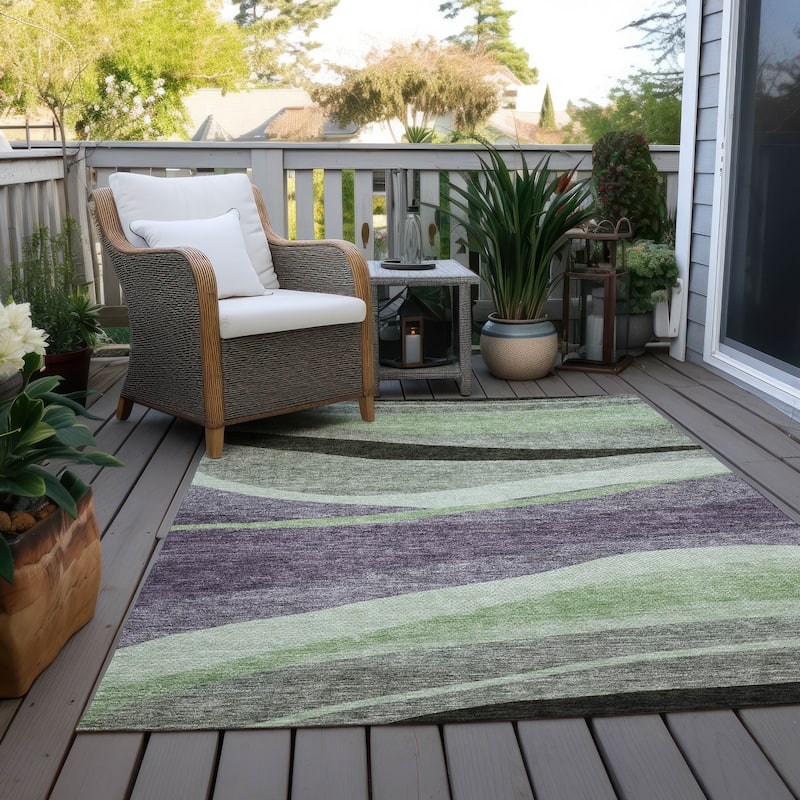 Machine Washable Indoor/ Outdoor Contemporary Deco Chantille Rug