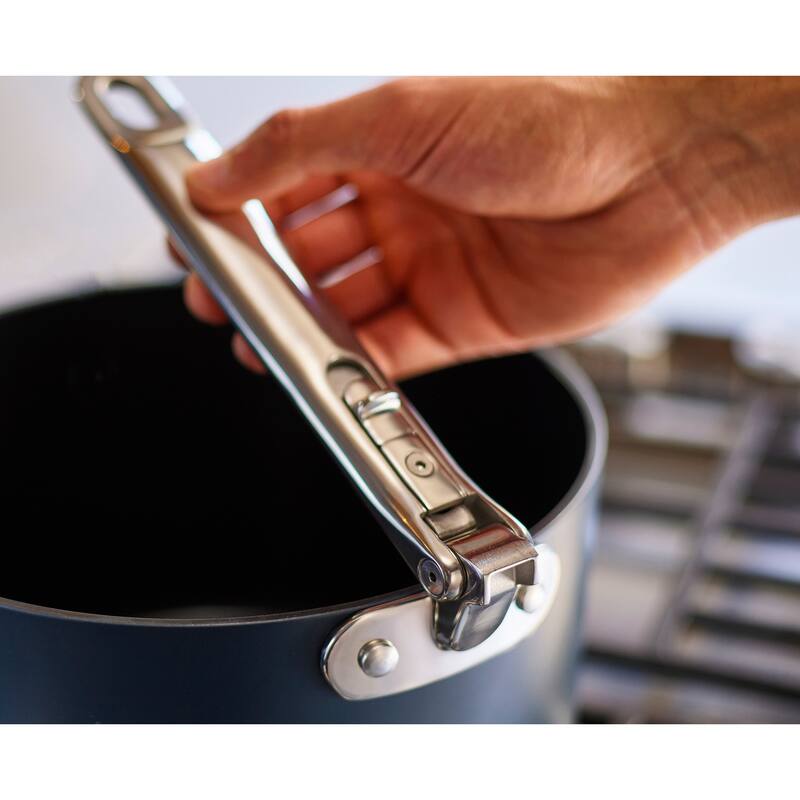 Joseph Joseph Space Ceramic Non-Stick 5.4 Qt. Saucepan with Folding Handle and Lid