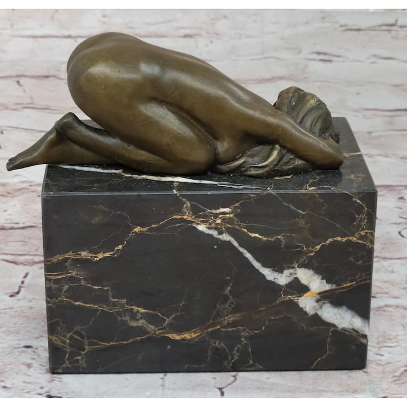 Bronze Figure Girl Yoga Pose Statue Sculpture Figurine Signed Original 6 Inches X 5 Inches