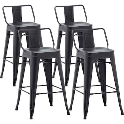 Metal Bar Stools Set of 4 Counter Height Stools,Counter Stools with Backs Black Bar stools with Backs Bar Height Stools