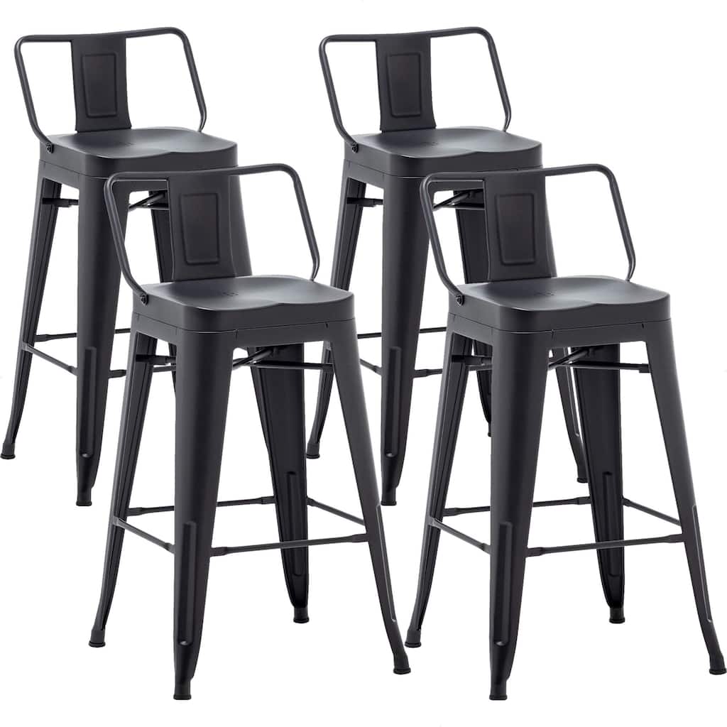 Metal Bar Stools Set of 4 Counter Height Stools,Counter Stools with Backs Black Bar stools with Backs Bar Height Stools