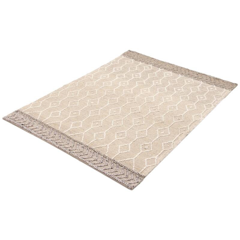 ECARPETGALLERY Braid weave Sienna Cream Wool Rug - 5'2 x 7'1