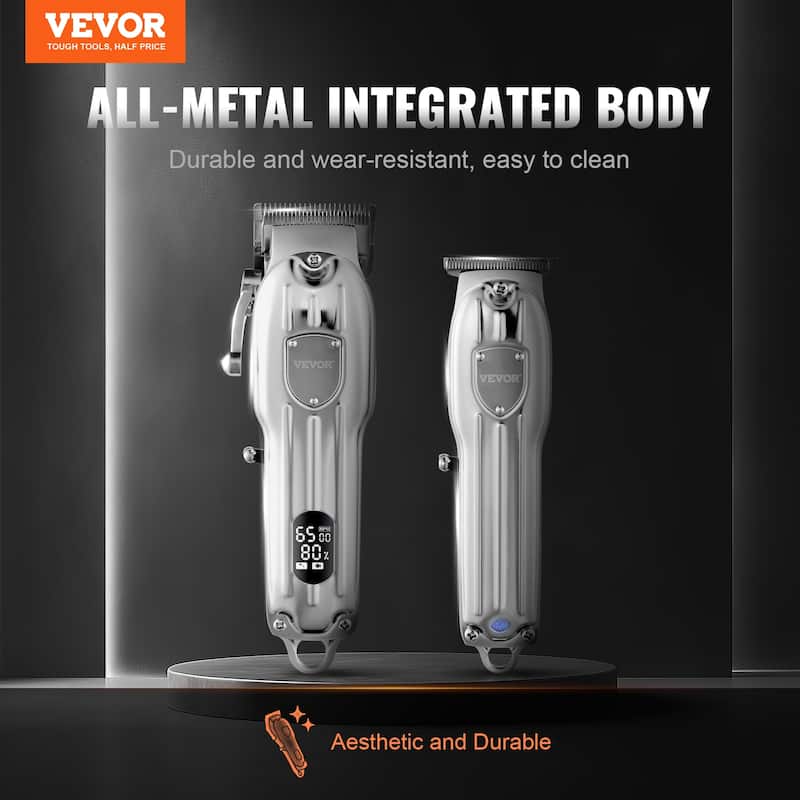 Professional Hair Clipper for Men, Cordless Barber Clippers and Trimmers Set, LCD Display Beard Trimmer with 14 Guide Combs