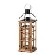 preview thumbnail 12 of 34, Glitzhome Oversized Farmhouse Wooden Metal Cage Candle Holders Patio Hanging Decorative Lanterns (Set of 2)