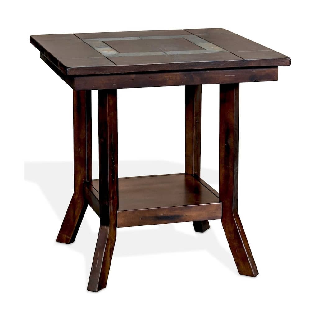 24.5 in. Mahogany Rectangle Wood End Table, Sturdy Build End Side Table for Living Rooms