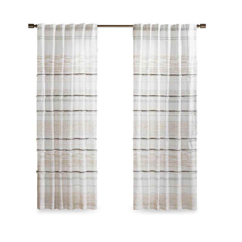 INK+IVY Nea Natural Cotton Printed Window Panel with tassel trim and Lining