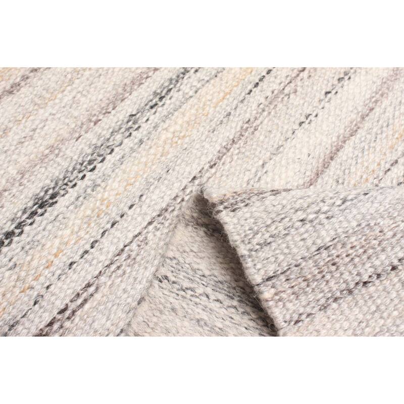 ECARPETGALLERY Flat-Weave Ankara FW Light Grey Wool Kilim - 5'2 x 7'8