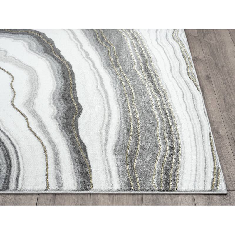 Abani Luna Contemporary Grey and Gold Granite Area Rug