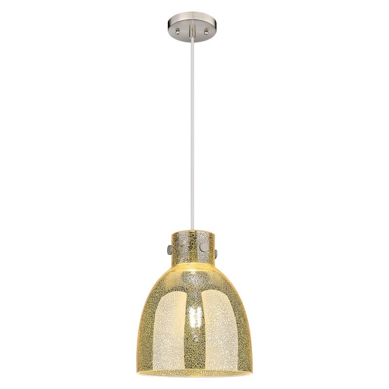 Innovations Lighting Downtown Urban - Newton Bell - 1 Light 10" Cord Hung Pendant - Satin Nickel/Mercury Shade