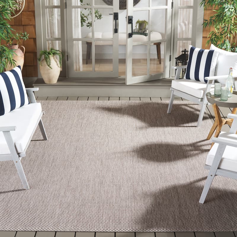 SAFAVIEH Courtyard Begajeta Indoor/Outdoor Waterproof Patio Backyard Rug. - 8' x 10' - Beige/Brown