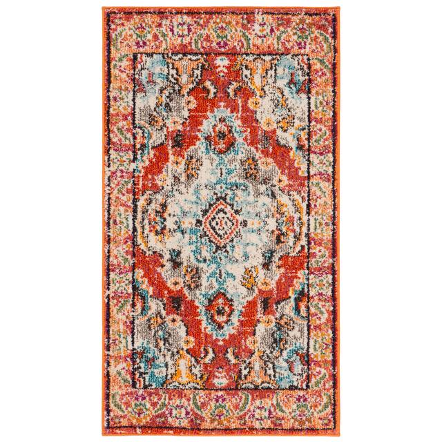 SAFAVIEH Monaco Lillie Boho Medallion Distressed Area Rug - 2'2" x 4' - Orange/Light Blue