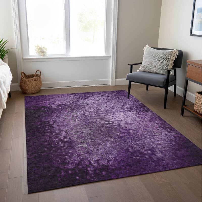 Machine Washable Indoor/ Outdoor Abstract Solid Chantille Rug
