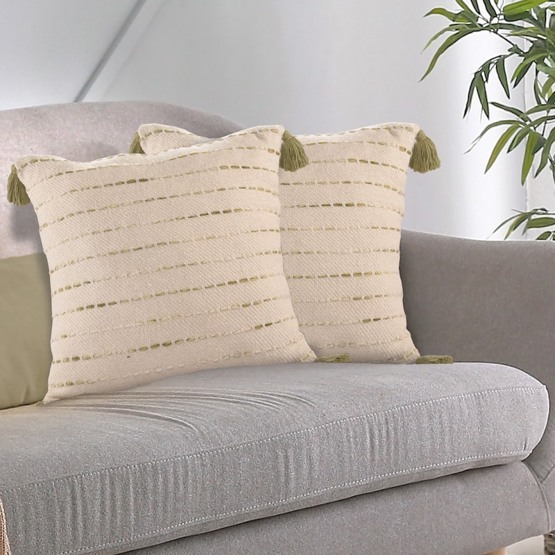 Sevita Striped Cotton Blend Throw Pillow, Set of 2
